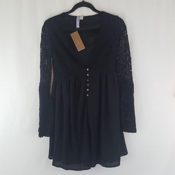 ⬇️ $39 New Womens Black Boho Style Lace Dress - Picture 4 of 8